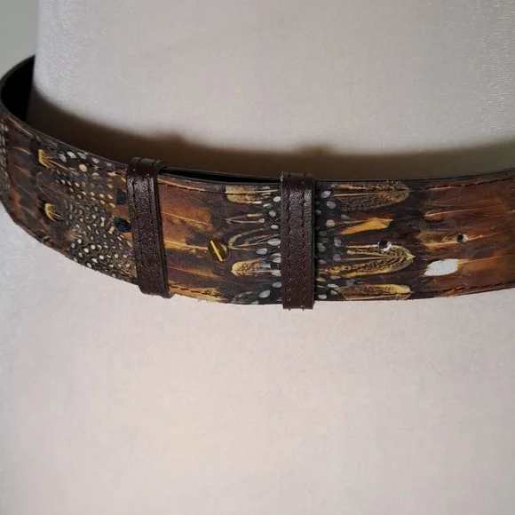 Peacock Feather Vintage 80’s Belt Gold Tone Clasp Genuine Peacock Adjustable - Picture 5 of 10